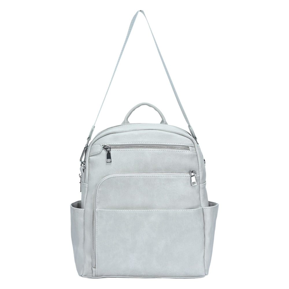 Antik Kraft Willa Vegan Leather Backpack Grey Convertible Backpack Purse XD